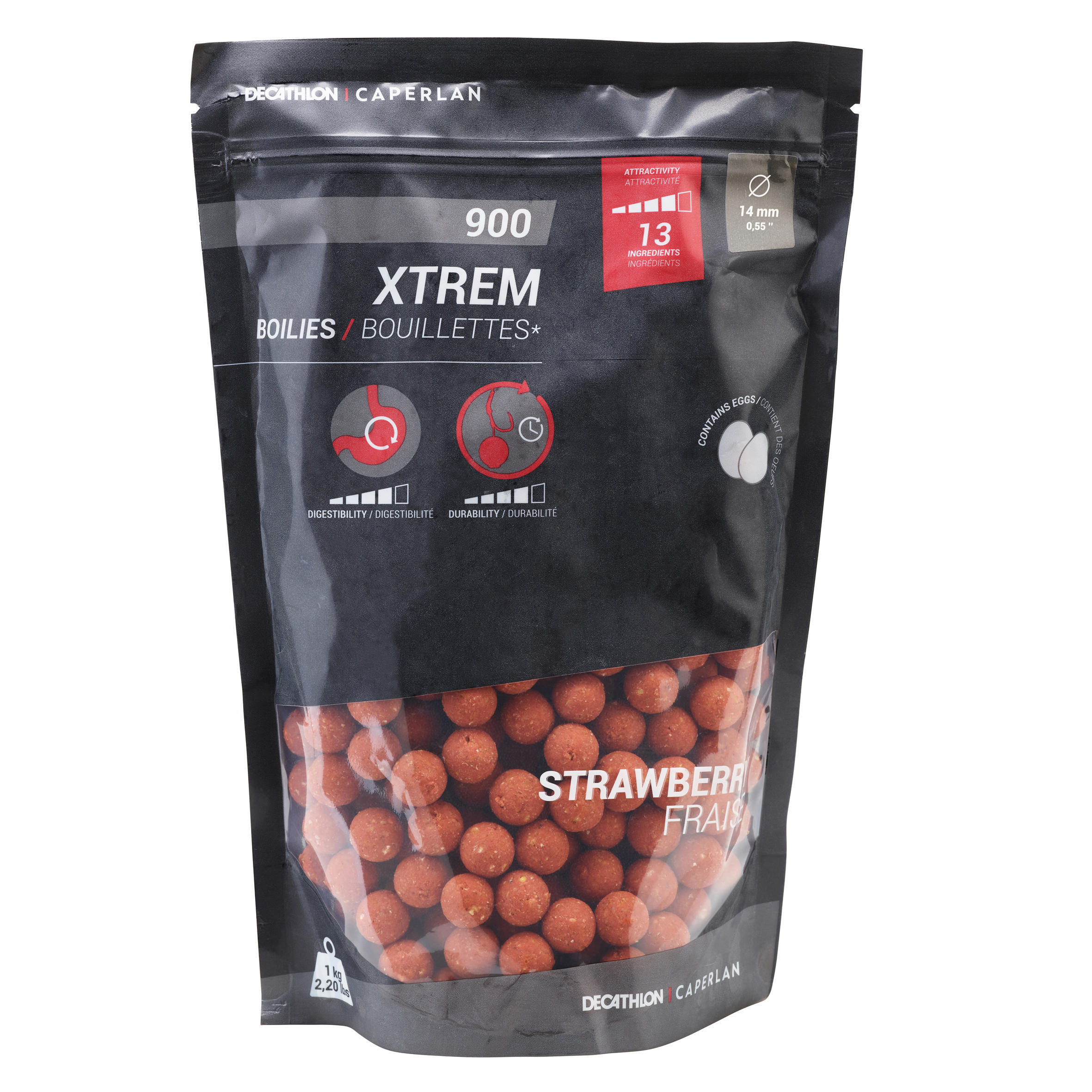 Boilies Xtrem 900 strawberry 14 mm 1 kg CAPERLAN