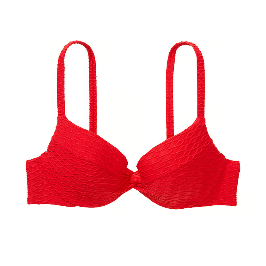 Victoria's Secret Swim Mix & Match Twist Push-Up Fishnet Bikini Top, red