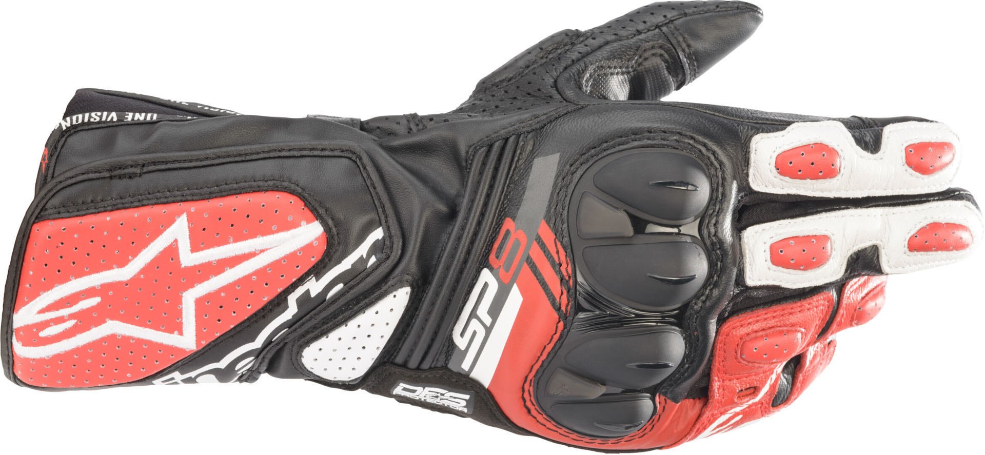 قفازات الدراجات النارية Alpinestars SP-8 V3، أسود/أبيض/أحمر