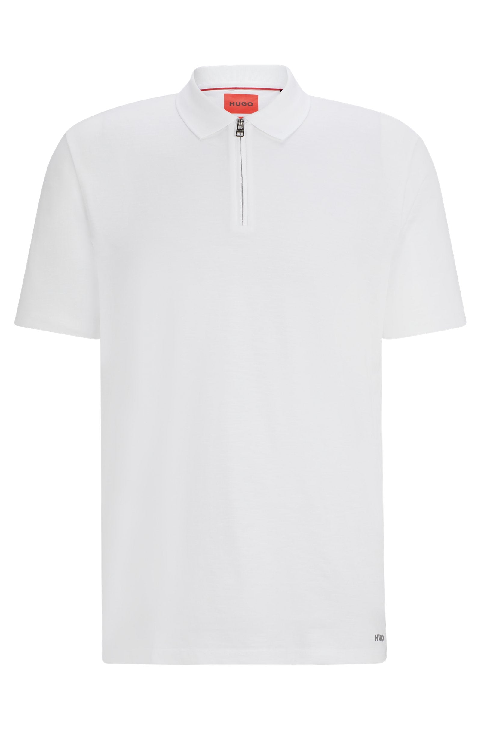 Hugo Cotton-blend Polo With Zip Placket, white