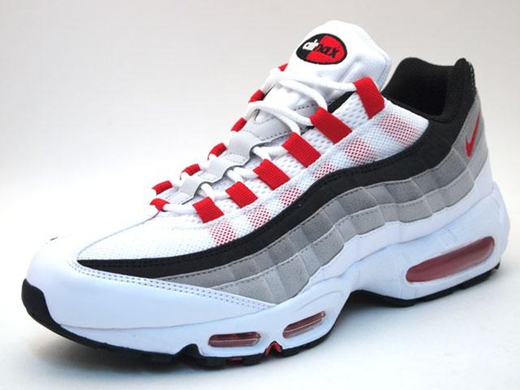 حذاء Nike Air Max 95 باللون الأحمر الأسمنتي والأبيض