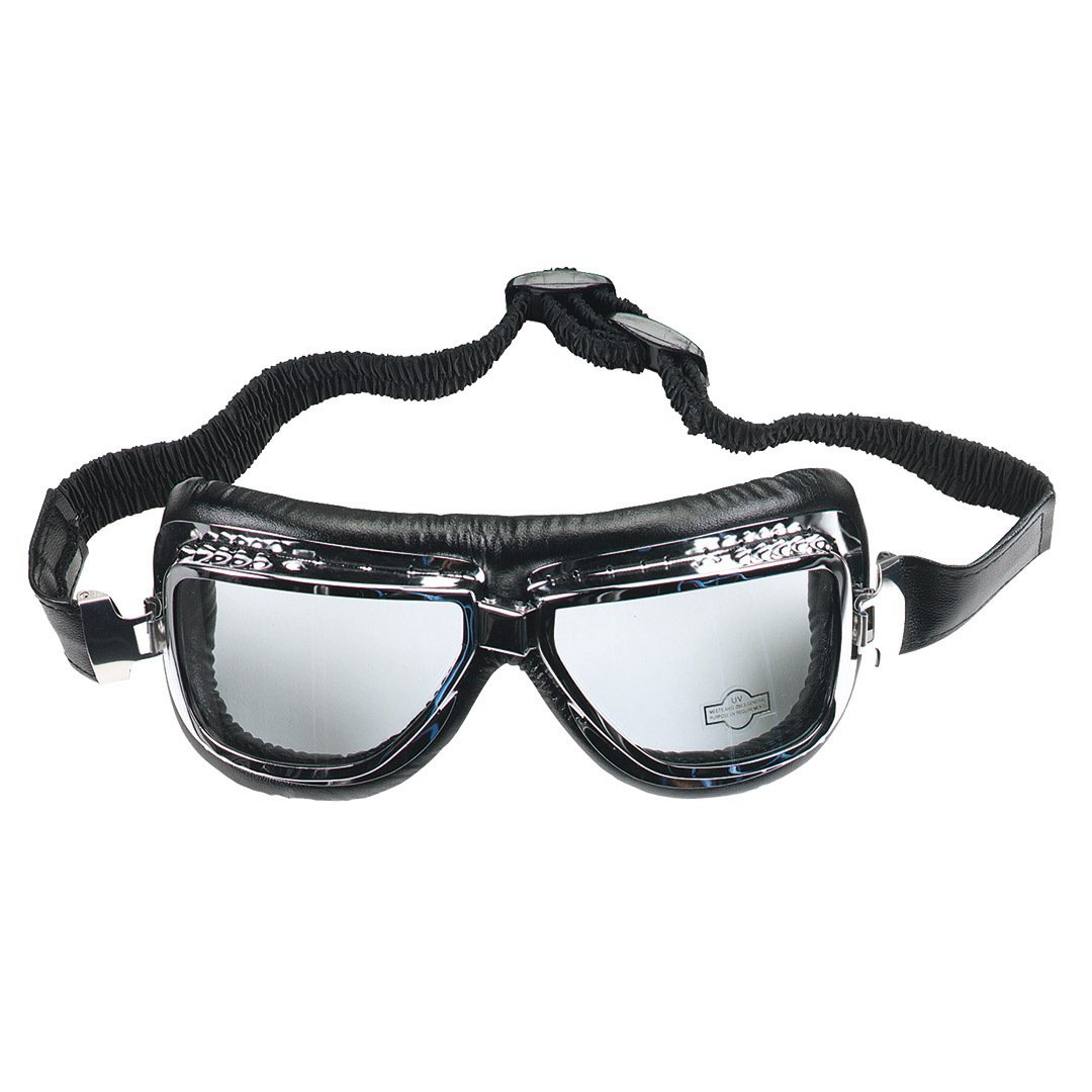 Booster Flying Tiger Motorcycle Goggles with Logo, Chrome