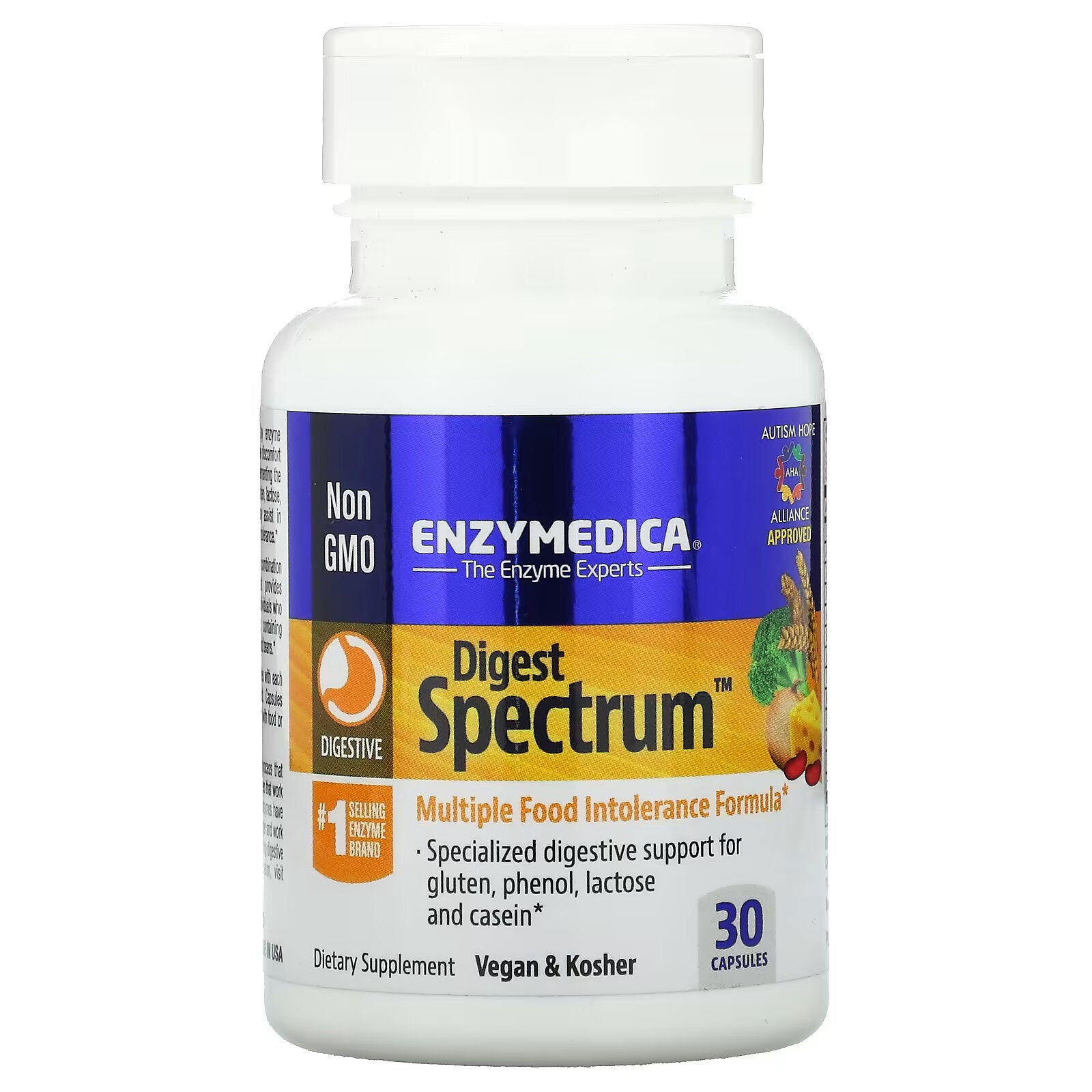 Enzymedica, Digest Spectrum, Complete Food Intolerance, 30 Capsules