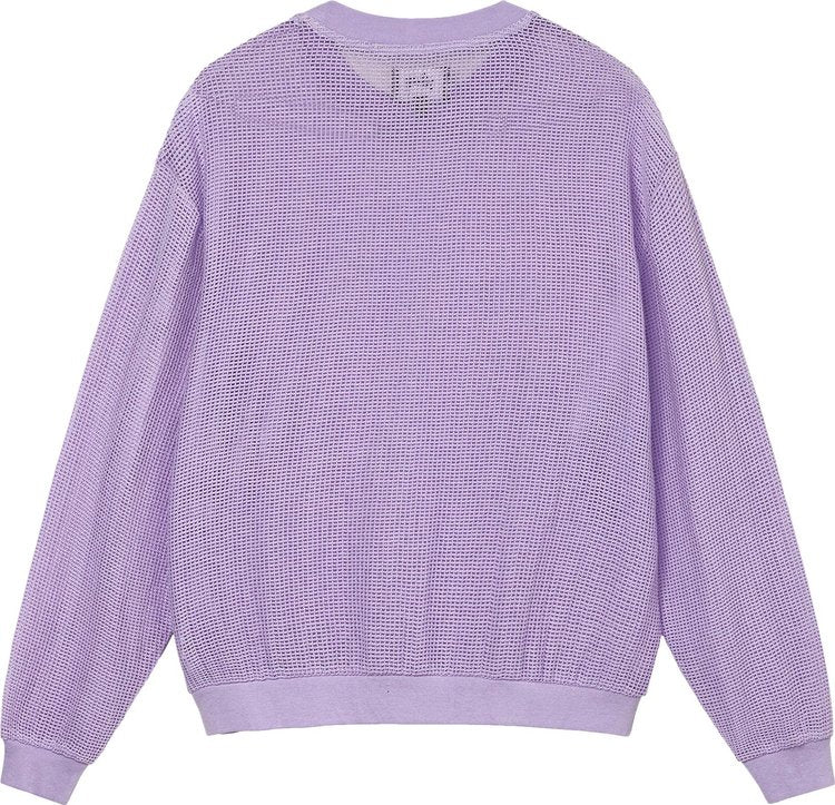 Stussy Cotton Mesh Long-Sleeve Crew 'Lavender', purple