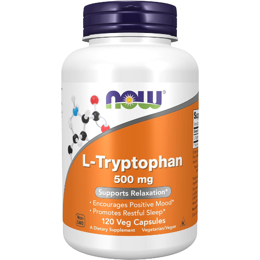 NOW Supplements L-Tryptophan, 500 mg, 120 Veggie Caps