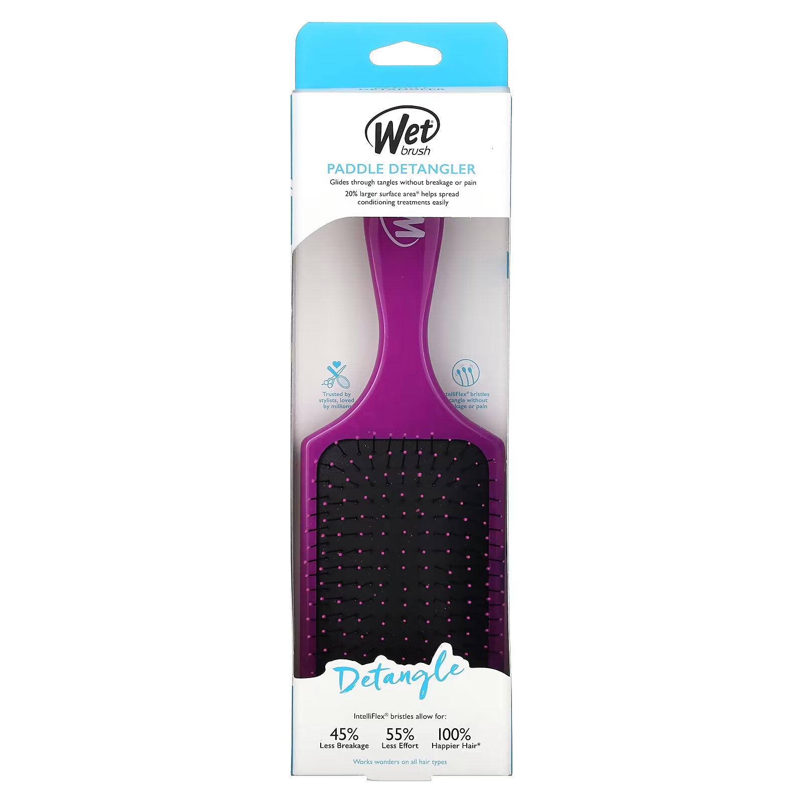 Wet Brush, Paddle Detangler Brush, Easy Detangling Brush, Purple, 1 Piece.