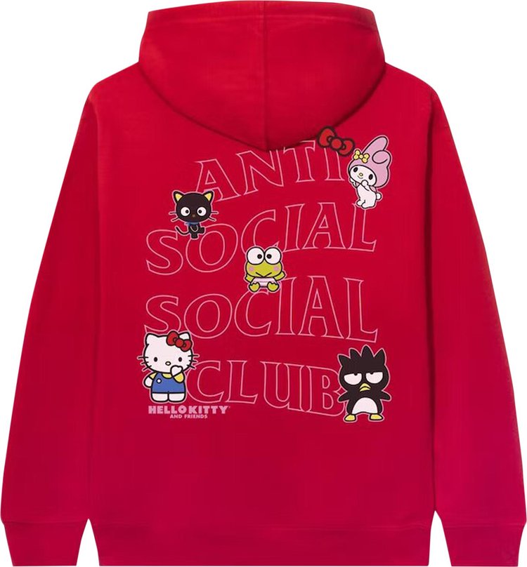 هودي من Anti Social Social Club x Hello Kitty And Friends باللون الأحمر، باللون الأحمر