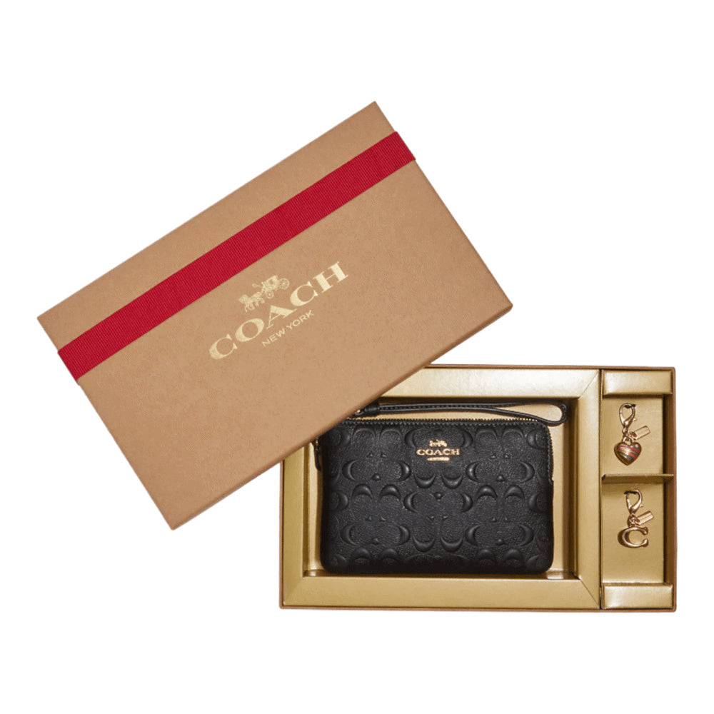 Coach Outlet Boxed Corner Zip Wallet, Gold/Black