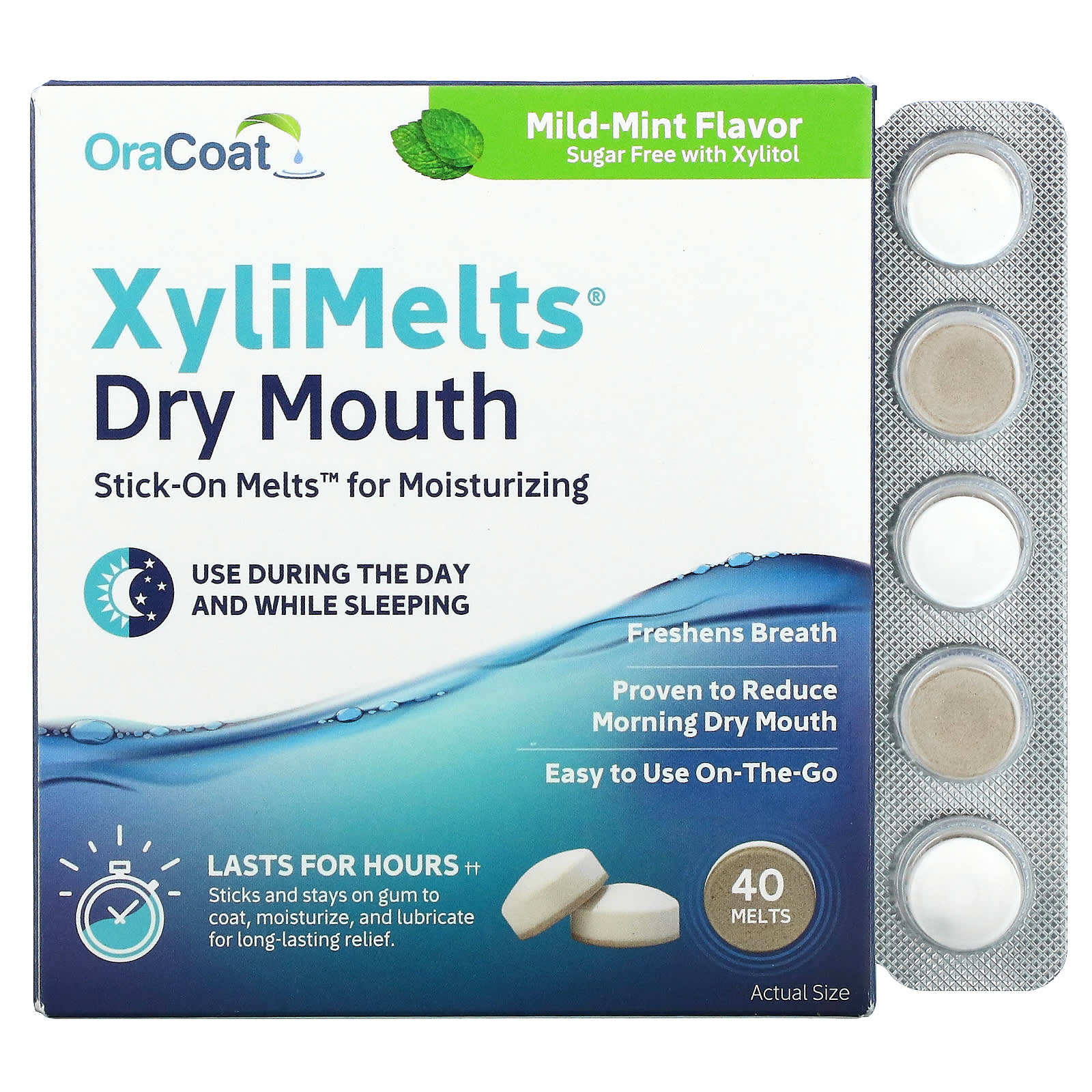 OraCoat XyliMelts for dry mouth, soft mint, 40 melts