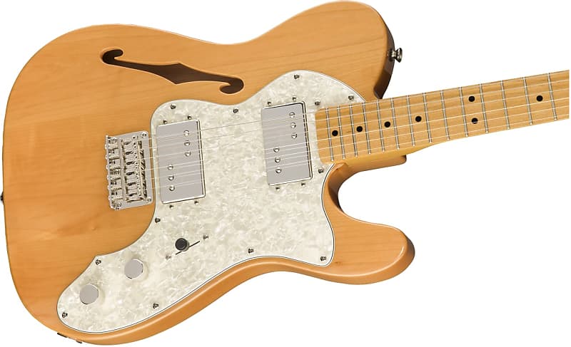 جيتار كهربائي Squier Classic Vibe '70s Telecaster Thinline بعنق من خشب القيقب، مع هيكل طبيعي