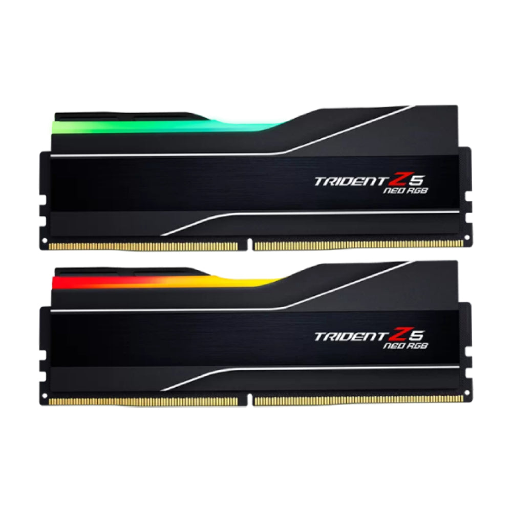 ذاكرة وصول عشوائي GKILL Trident Z5 NEO RGB، 64 جيجابايت DDR5 (2x32 جيجابايت)، 6000 ميجاهرتز، CL30، F5-6000J3040G32GX2-TZ5NR، أسود