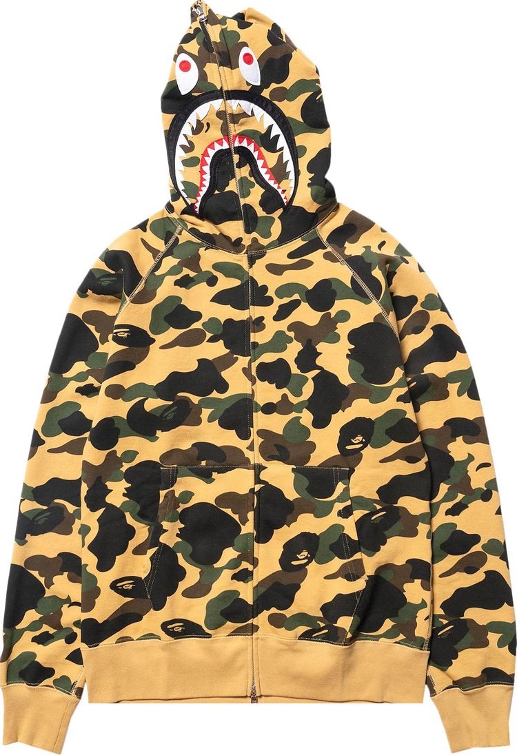 هودي بسحاب كامل من BAPE 1st Camo Shark باللون الأصفر