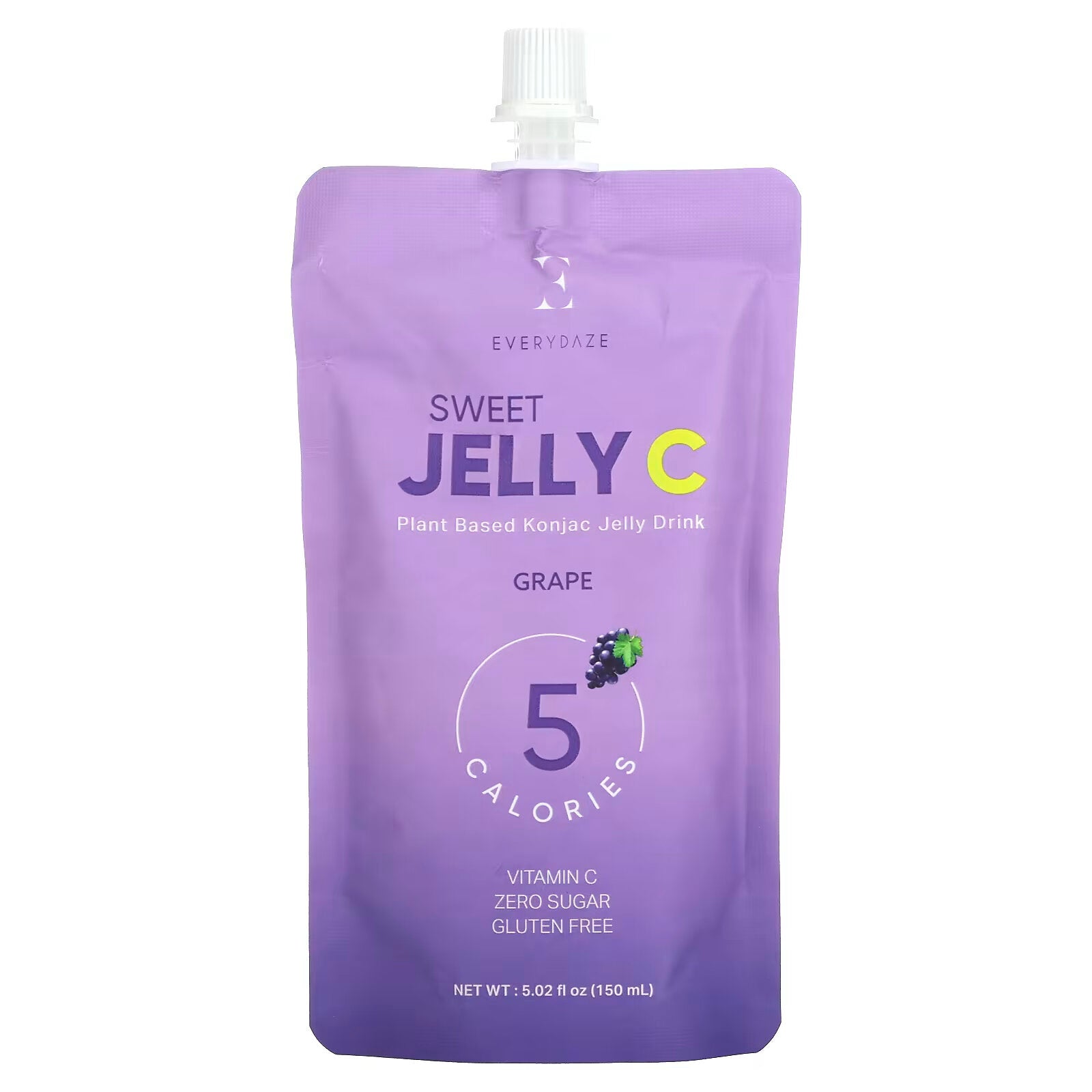 Everydaze, Sweet Jelly C, Plant Based Konjac Jelly, Grape, 150 ml (5.02 fl. Ounces)