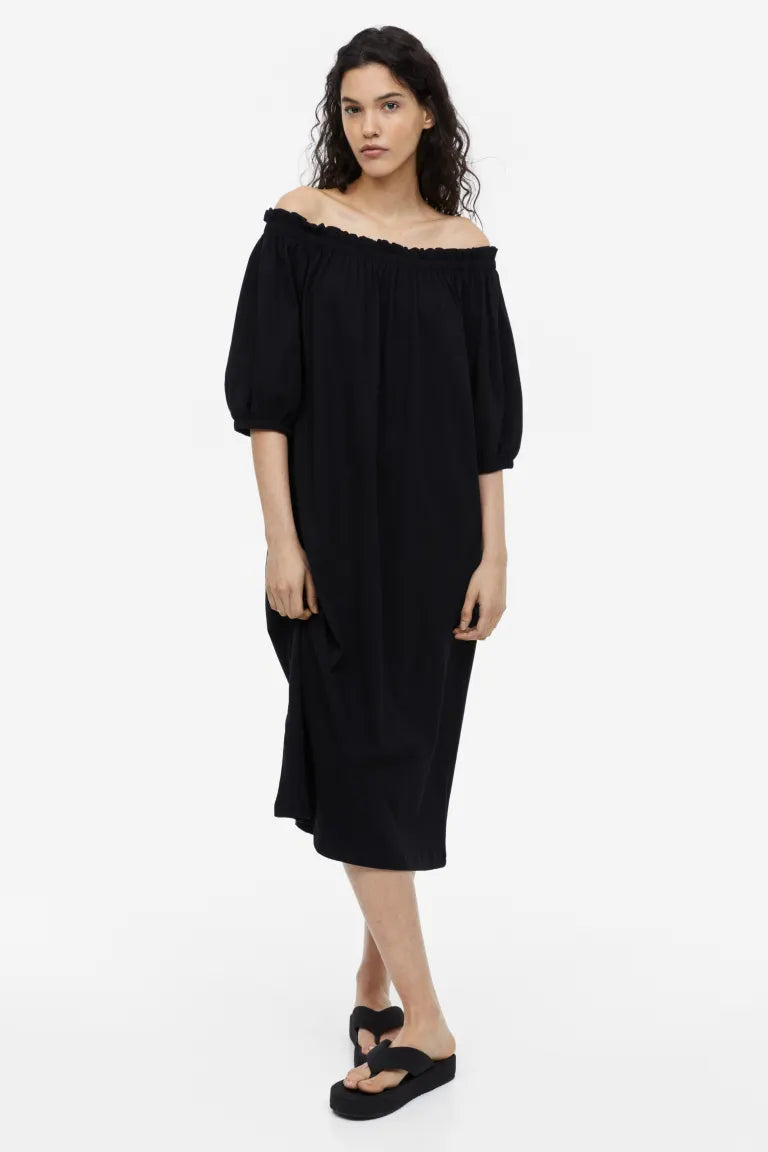 H&M off-shoulder dress, black