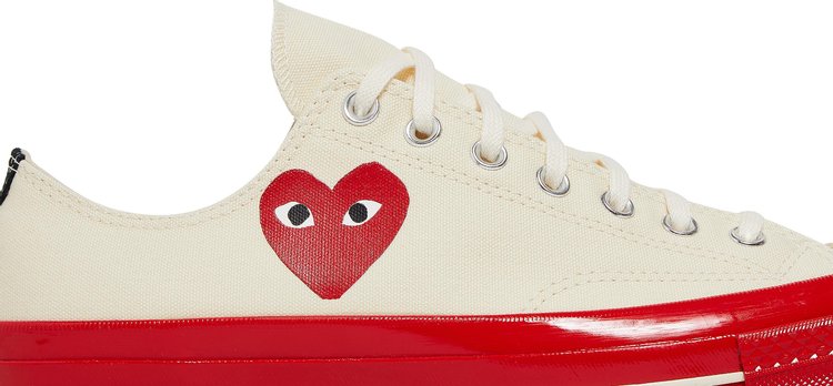 حذاء رياضي Converse Comme des Garçons Play x Chuck 70 Low Pristine Red، كريمي