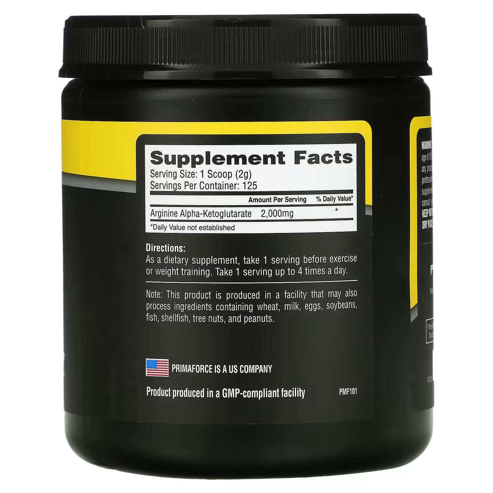 Primaforce, AAKG, Arginine Alpha-Ketoglutarate, Unflavored Powder, 250 g (8 8 oz)