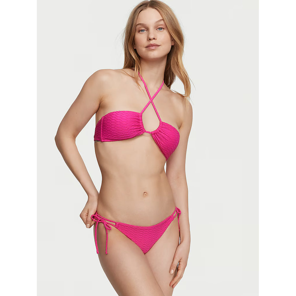 Victoria's Secret Swim Mix & Match Side-Tie Fishnet Bikini Bottom, Pink