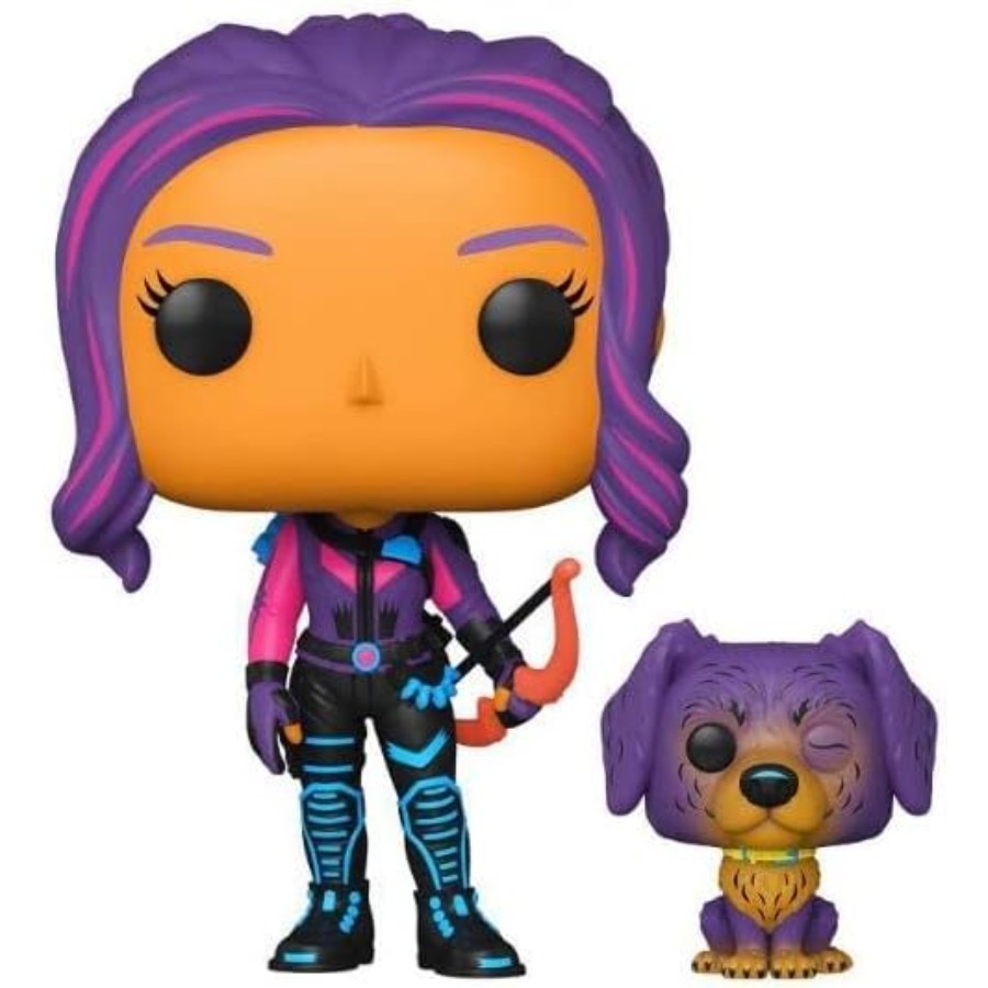 Kate Bishop and Lucky Funko POP Marvel Black Light MCU Glow Toy Figure Set 2 Piece