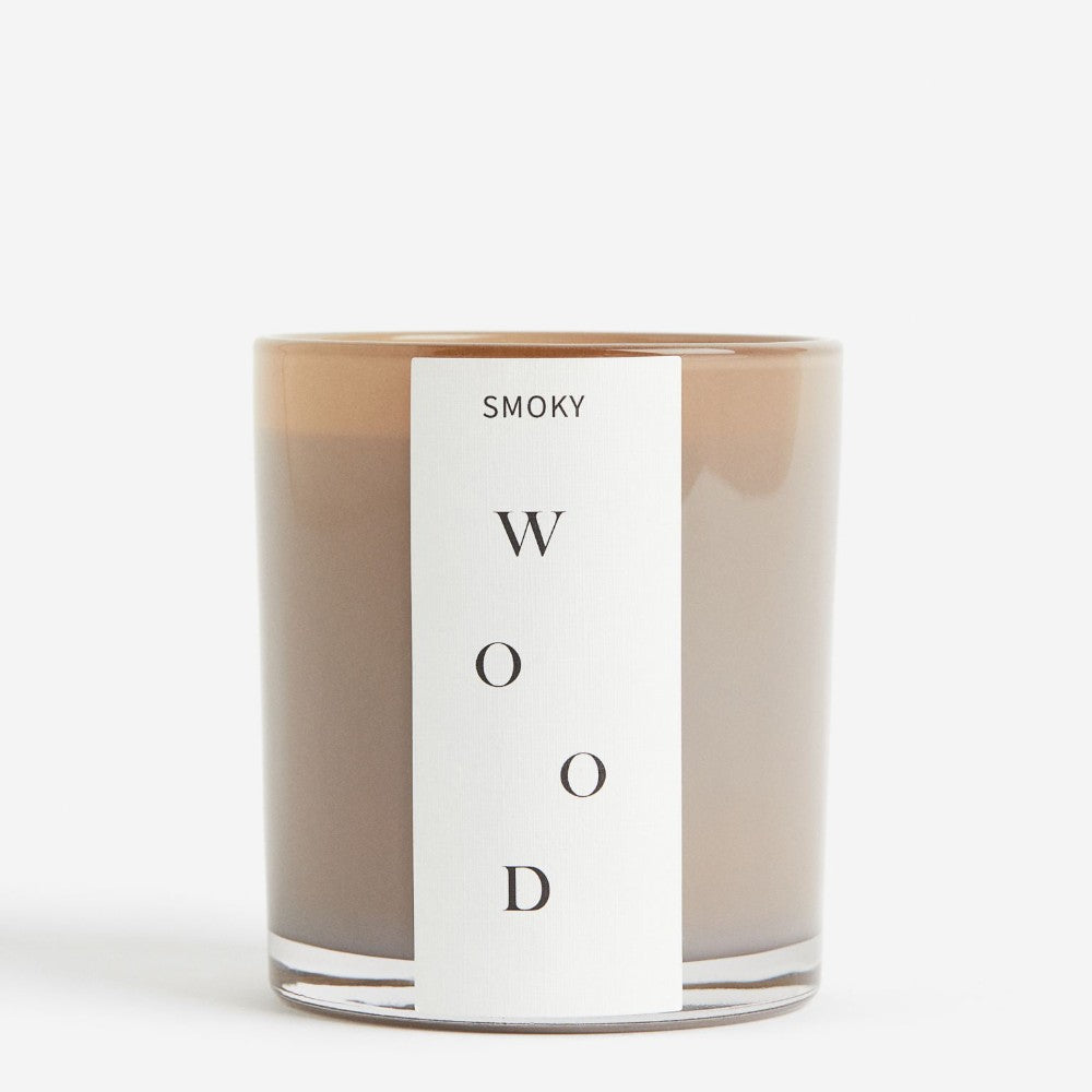 H&M Home scented candle, smoky forest/dark beige