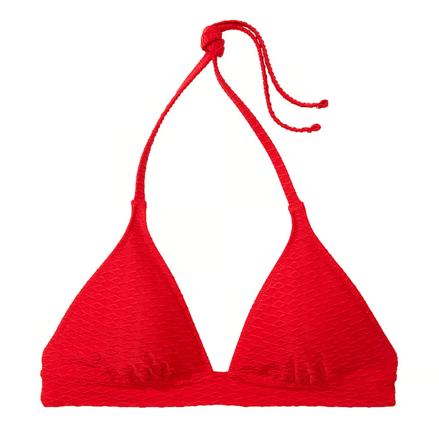 Victoria's Secret Swim Mix & Match Removable Push-Up Halter Fishnet Bikini Top, Red