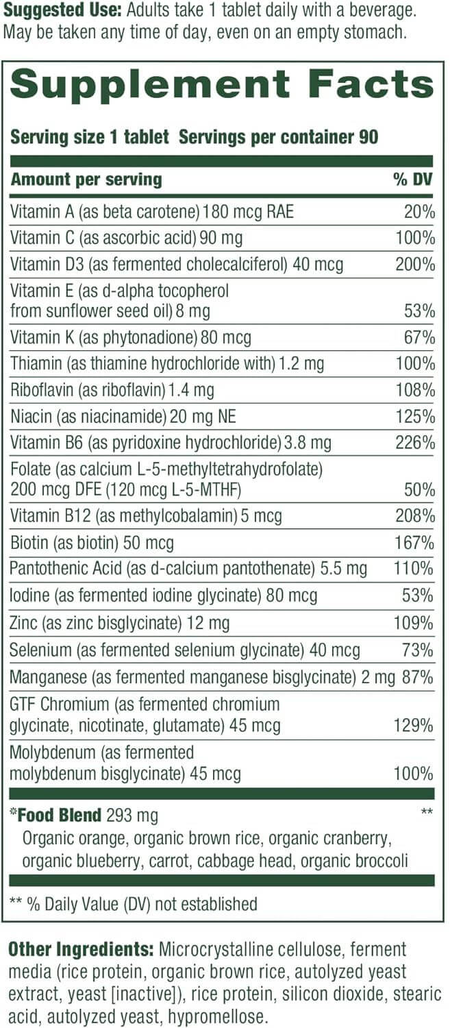 Multivitamin for Men 55+ MegaFood One Daily Optimal Aging & Immune Support Supplement Vegetarian, 90 Tablets