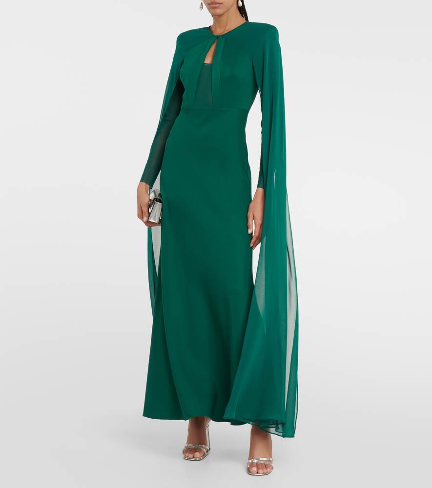 ROLAND MOURET chiffon cape dress, green