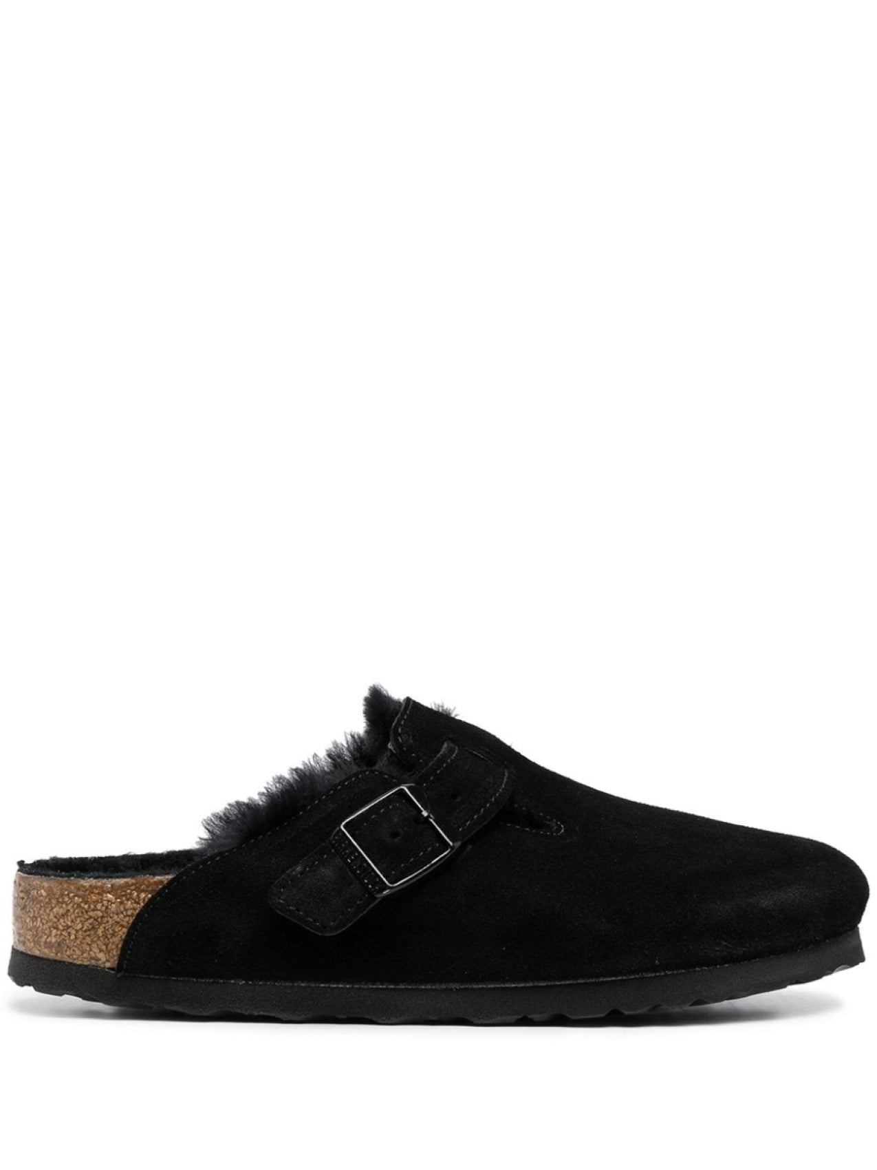 Birkenstock Boston Shearling Trim Slippers Black