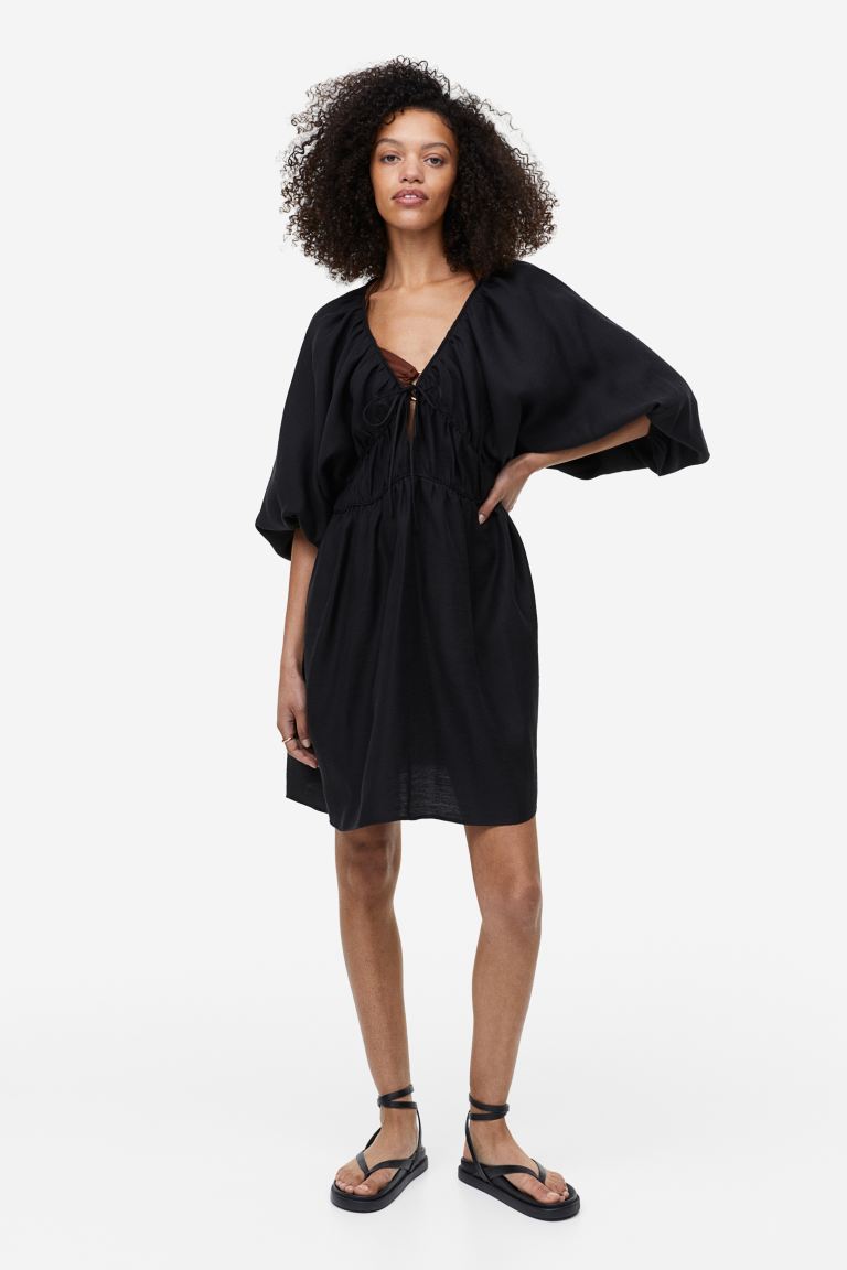 Oversized lyocell blend dress H&M, black