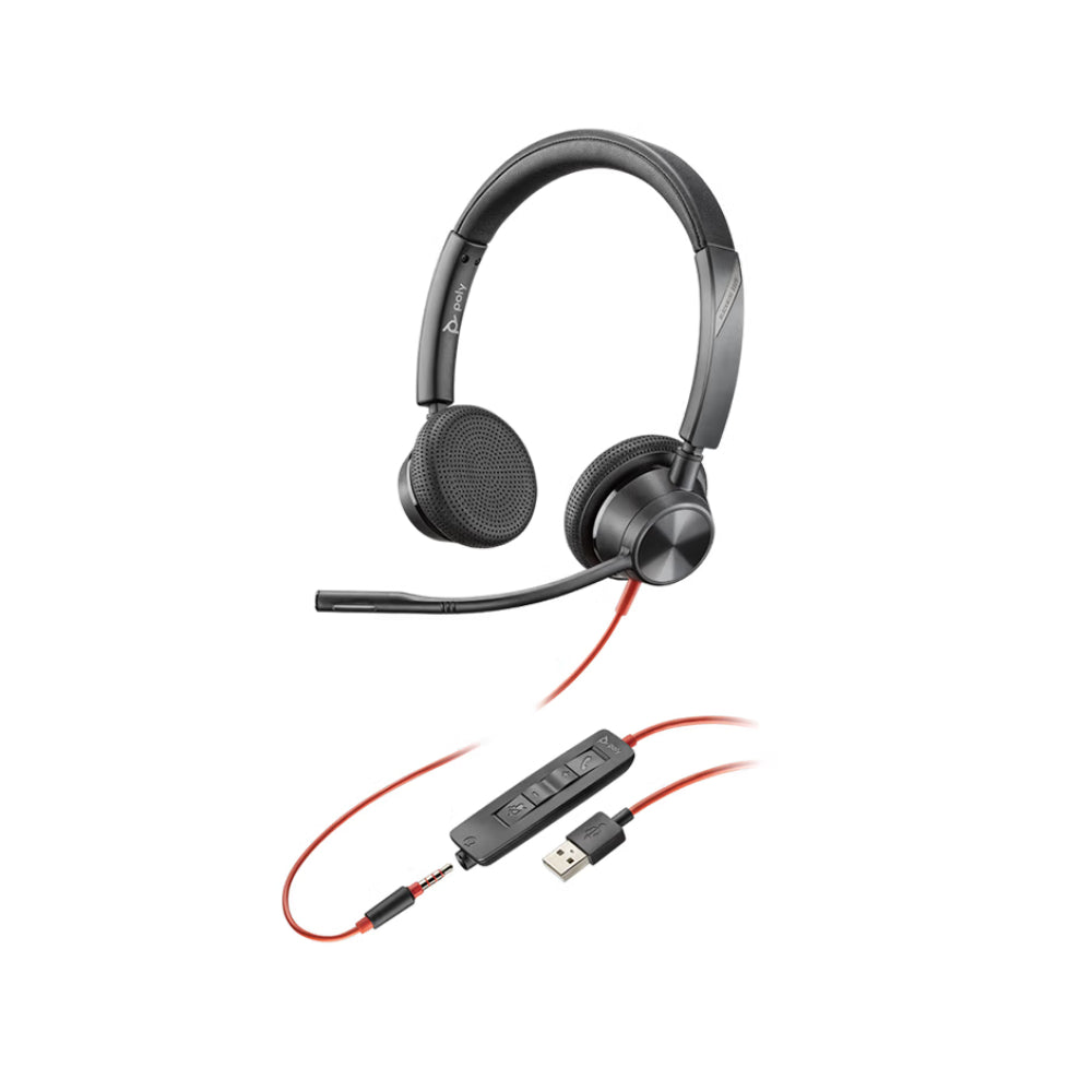 سماعة رأس سلكية Plantronics Poly C3325، باللون الأسود