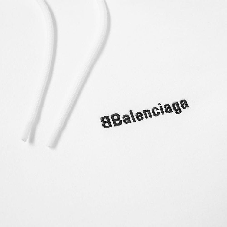 Balenciaga Corporate Logo Popover Hoodie 'White/Black', white