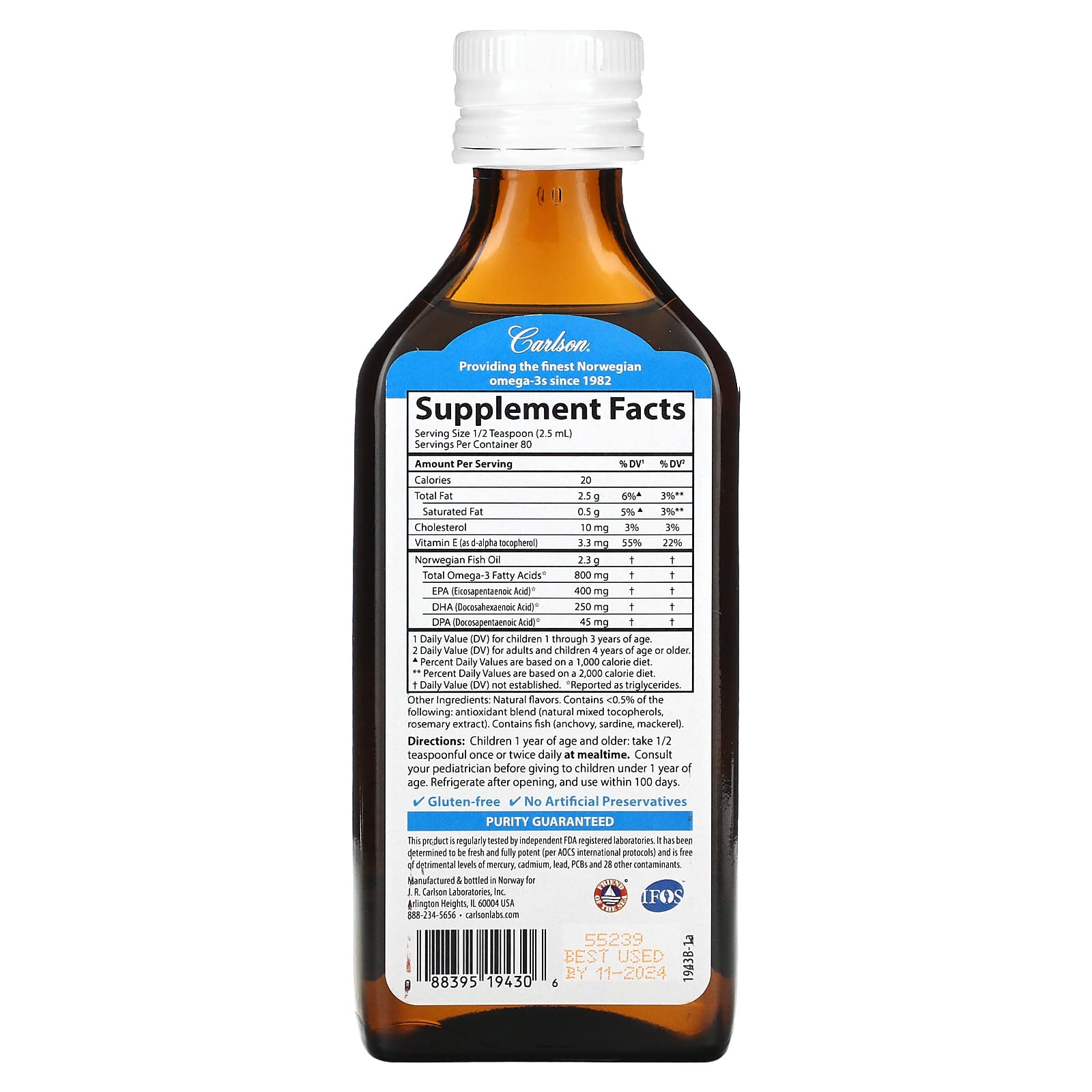 Carlson Just Peachie Fish Oil, 200 ml