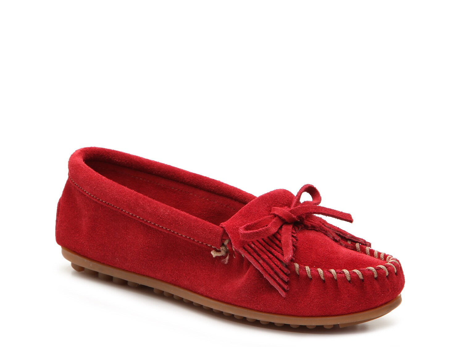 Minnetonka Kilty moccasins, red