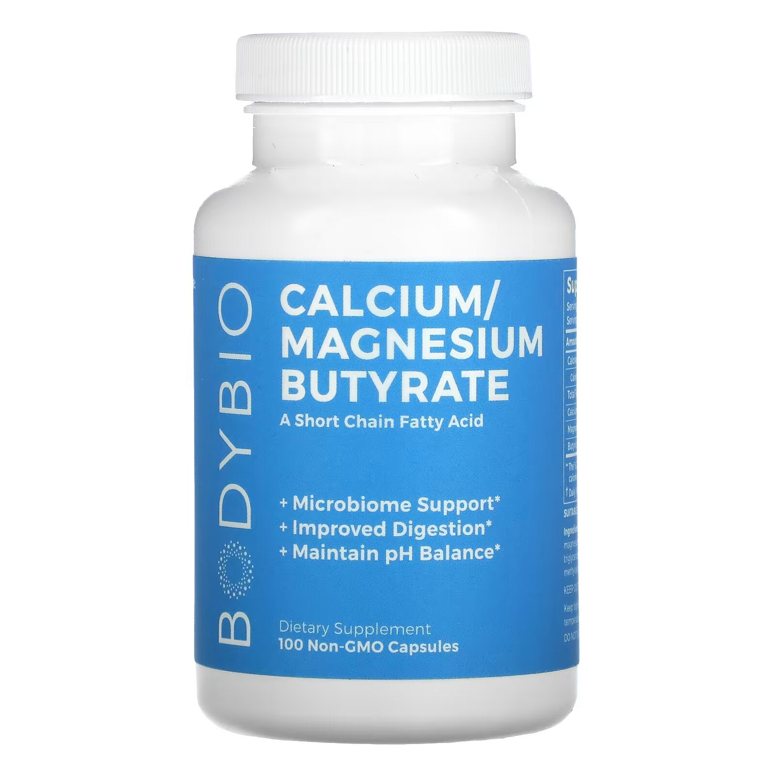 BodyBio, Calcium/Magnesium Butyrate, 100 Non-GMO Capsules