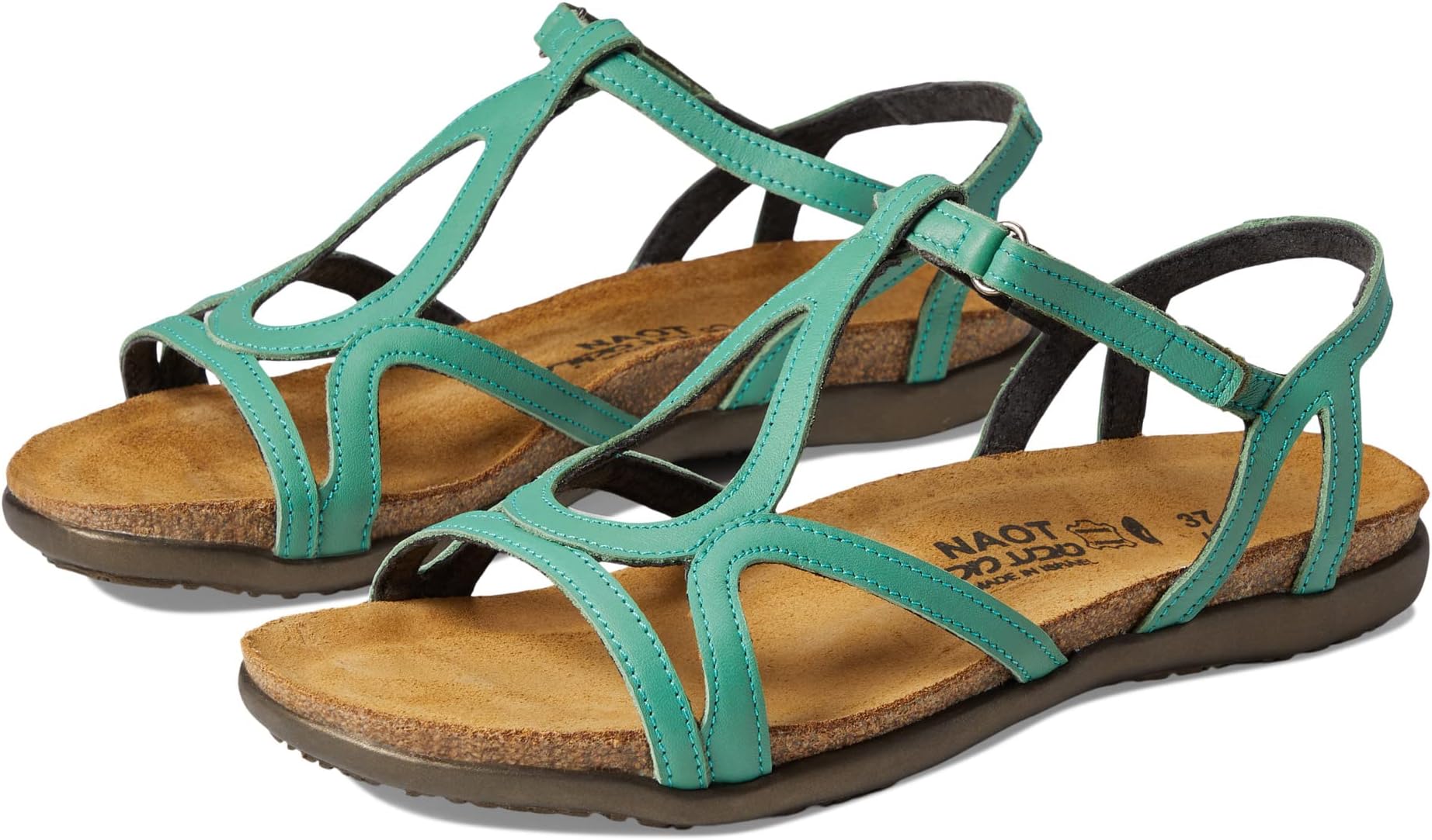 Dorith Naot Flat Sandals in Soft Jade Leather