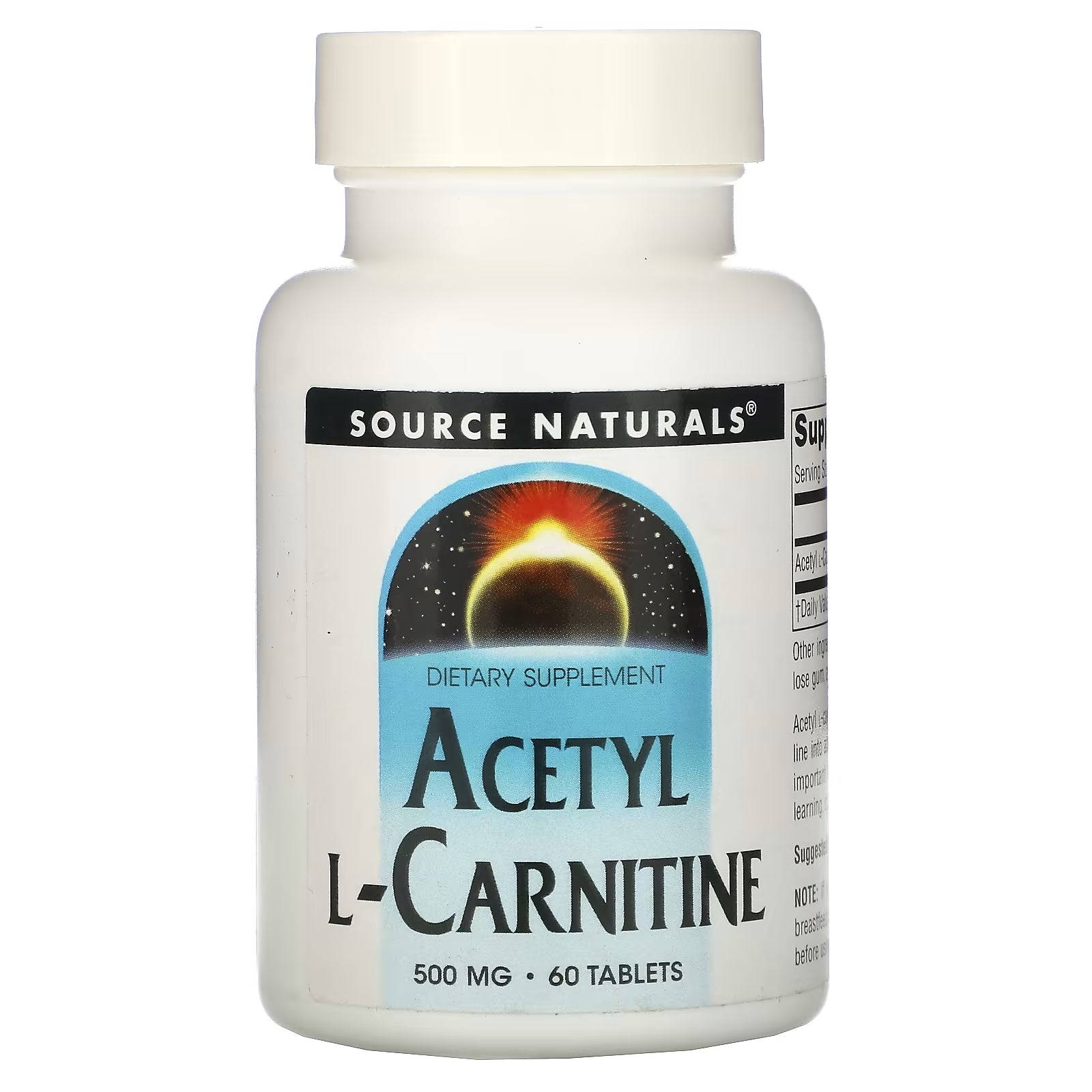 Source Naturals Acetyl-L-Carnitine 500 mg, 60 Tablets