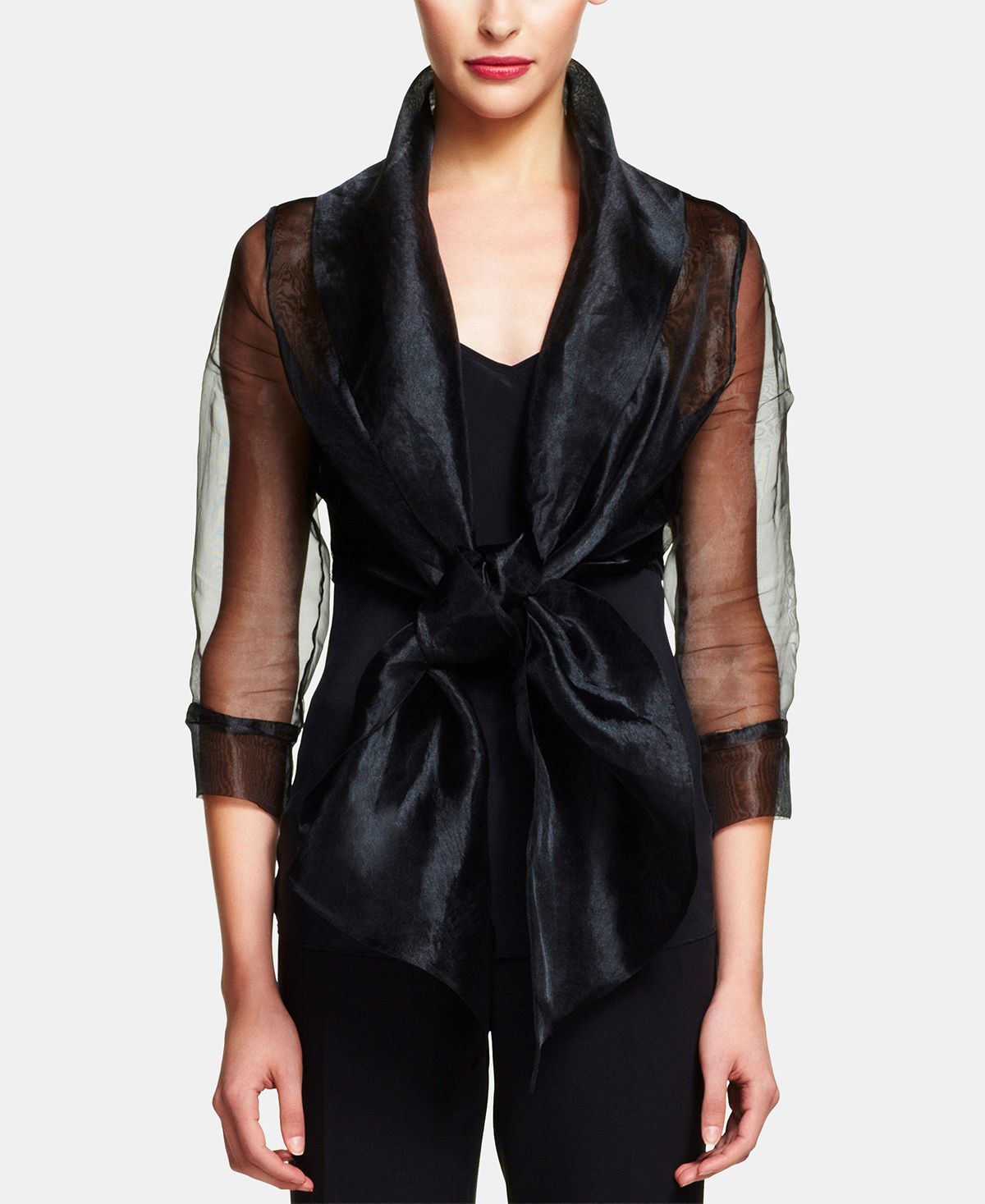 Adrianna Papell organza wrap jacket, black