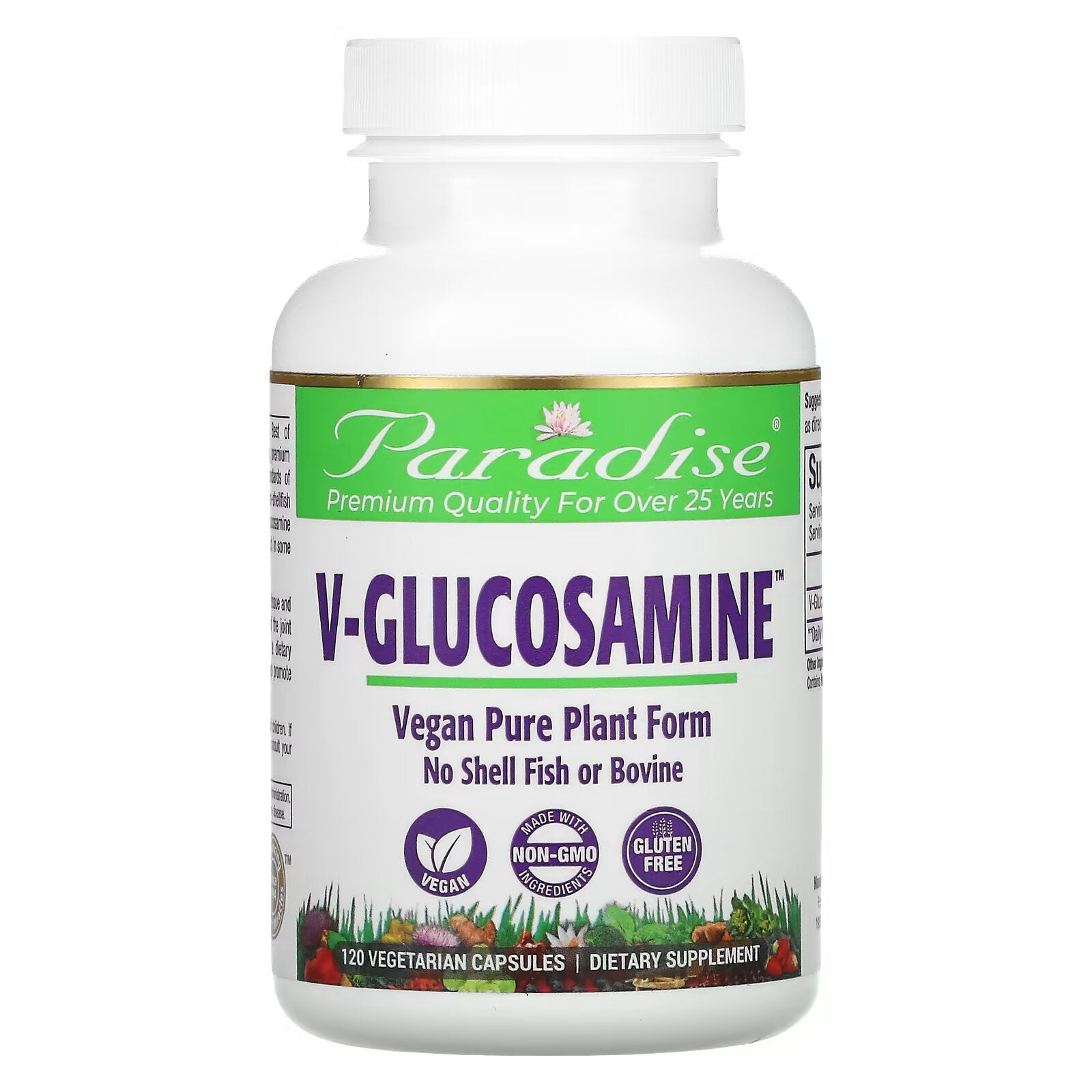 Paradise Herbs, V-Glucosamine, 120 كبسولة نباتية