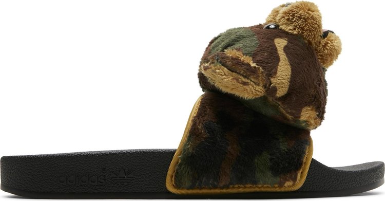 Adidas Jeremy Scott x Adilette Slide 'Camo Teddy' Sandals, Black