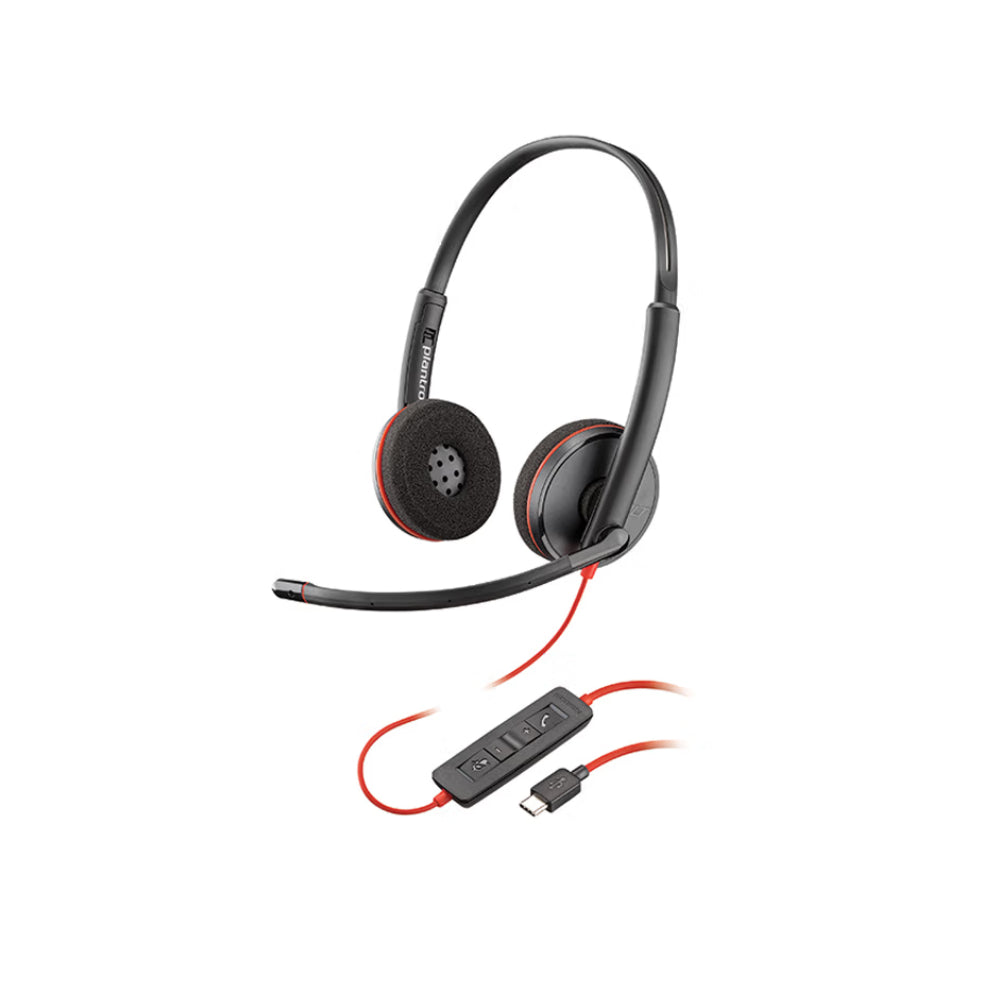 سماعة رأس سلكية Plantronics Poly С3220-C، باللون الأسود