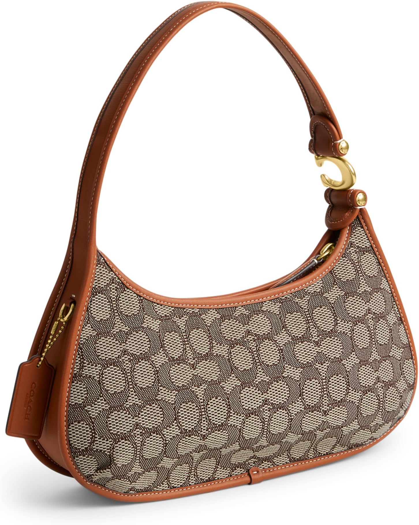 Eve COACH Signature Textile Jacquard Shoulder Bag in Cocoa/Burnished Amber