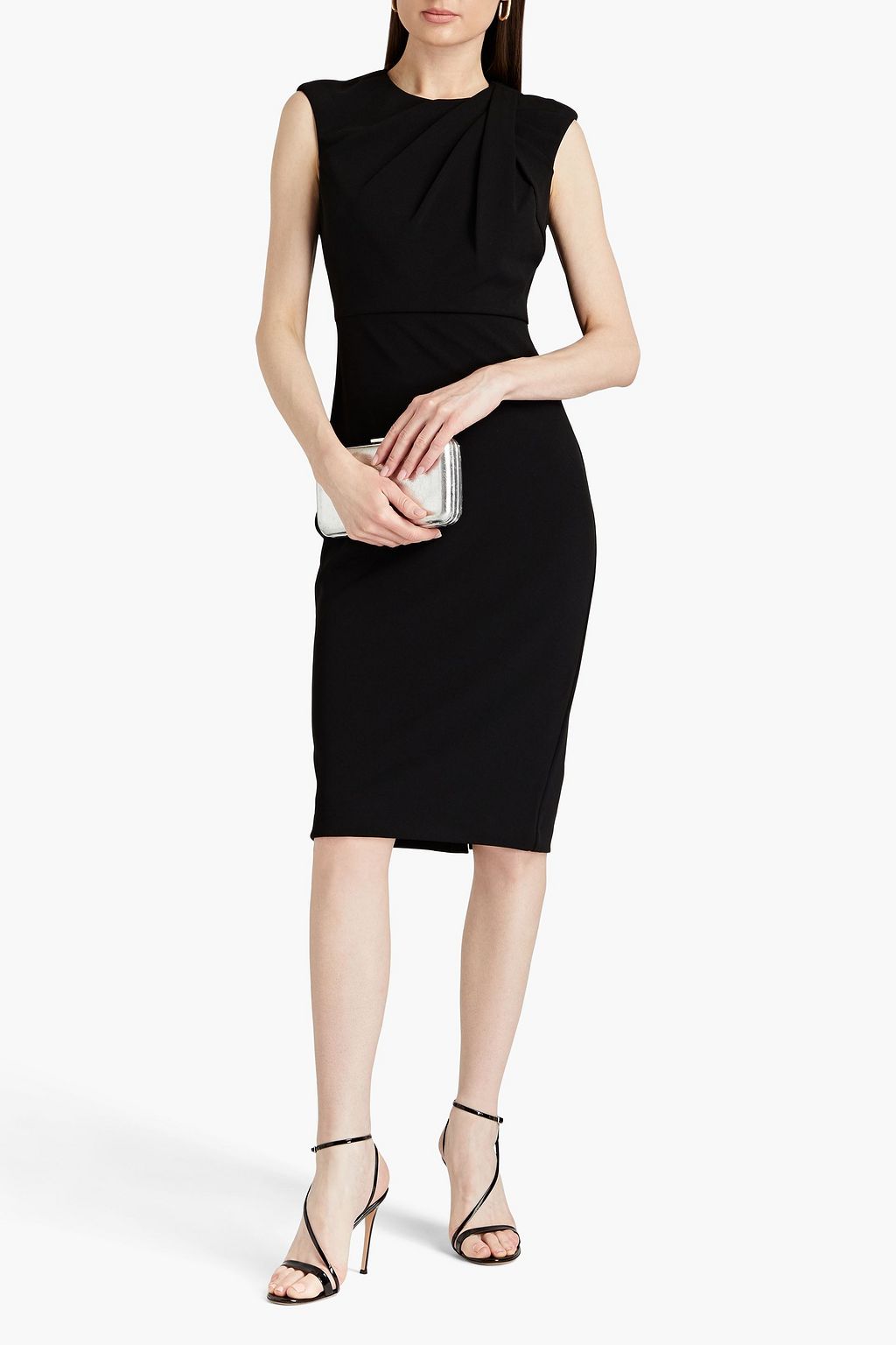 Pleated crepe dress BADGLEY MISCHKA, black