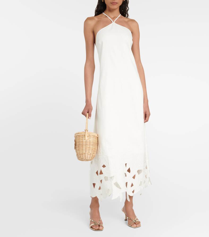 SIMKHAI linen blend Simone midi dress, white