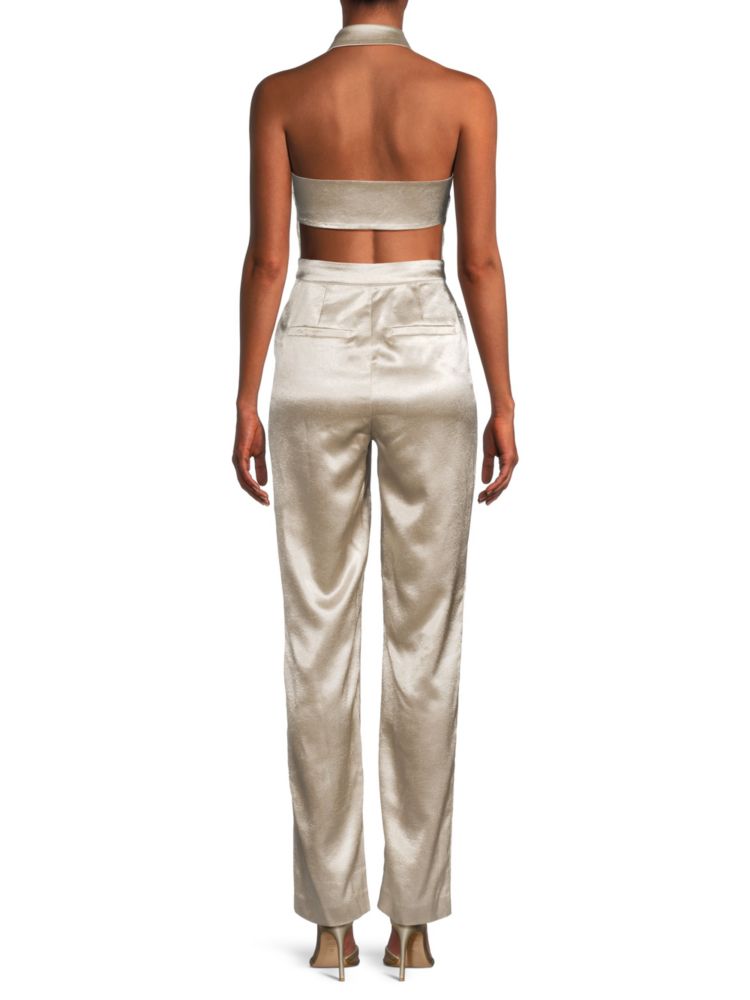 Martine Notch Jumpsuit with Reiss Lapels, Silver