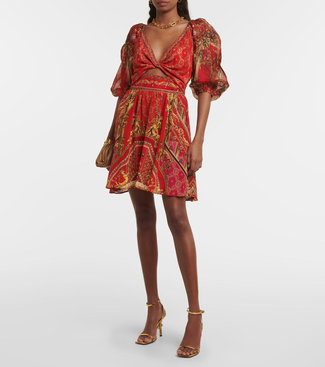 Silk mini dress with Camilla print, multicolor