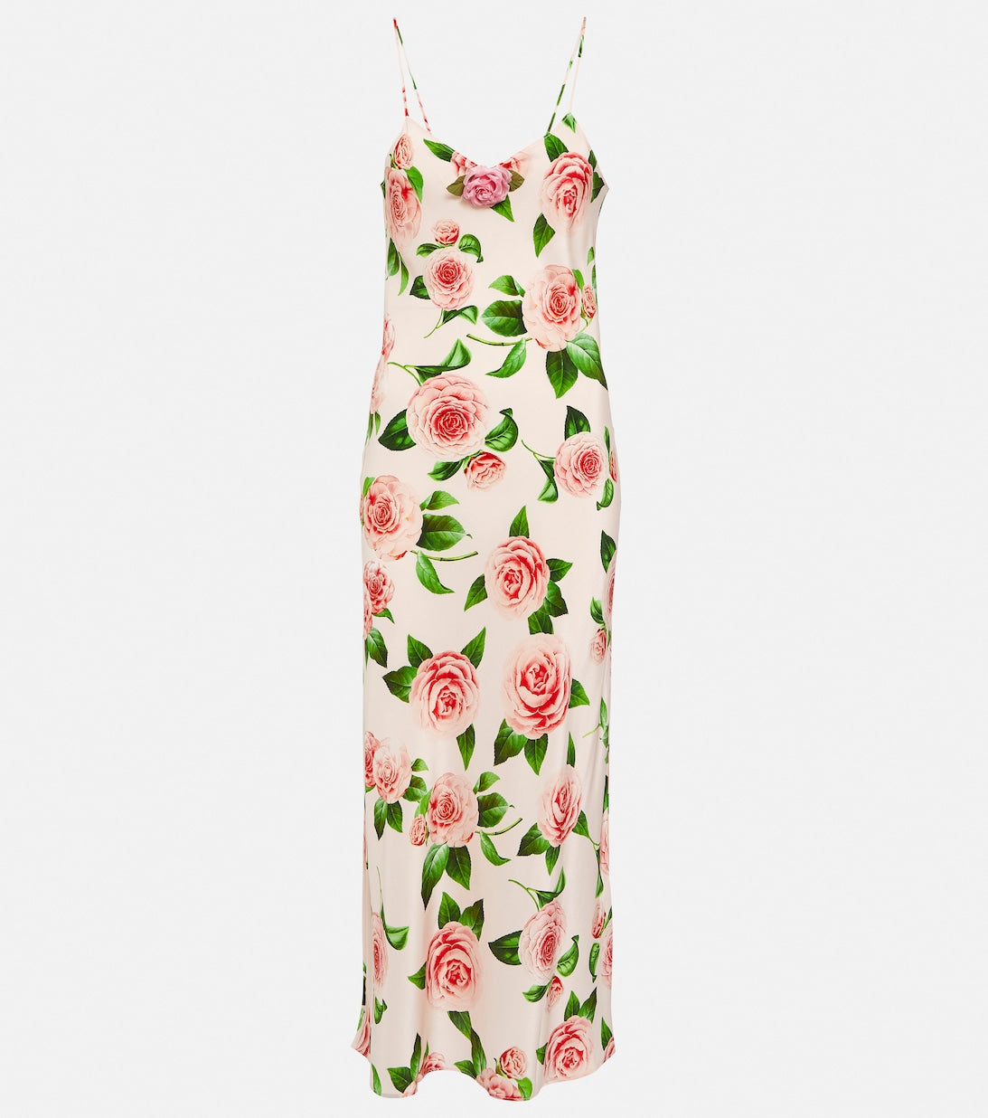 Silk slip dress with floral print RODARTE, pink