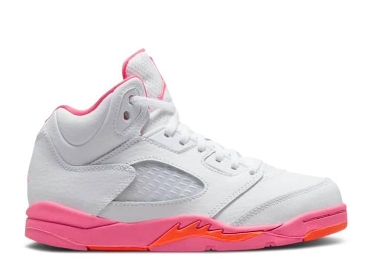 حذاء رياضي AIR JORDAN 5 RETRO PS 'PINKSICLE'، باللون الأبيض