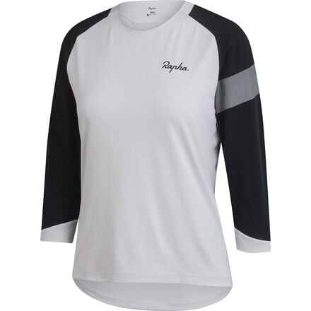 Women's Rapha 3/4 sleeve Trail Jersey, Light Grey/Black