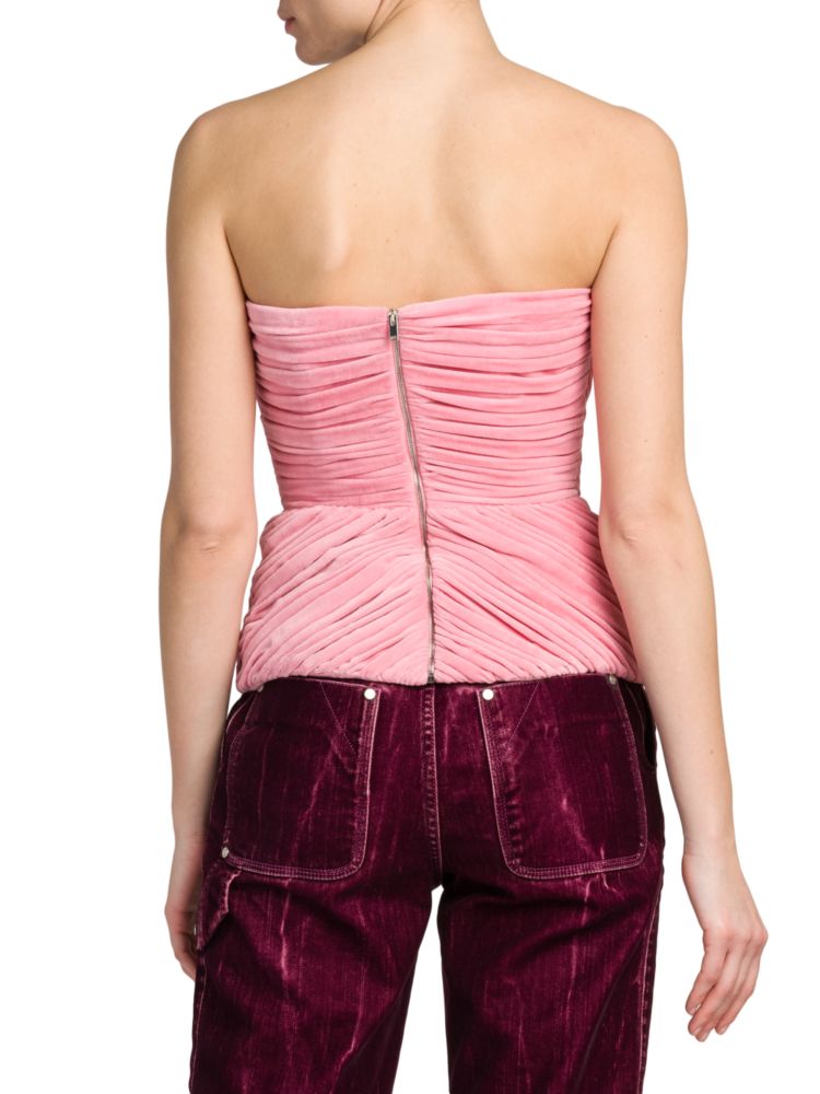 Stella Mccartney Draped Velvet Strapless Top in Bubblegum