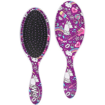 فرشاة فك تشابك الشعر الأصلية Happy Hair Detangler من Wetbrush مع شعيرات Intelliflex فائقة النعومة - فرشاة مبللة بتصميم Llama