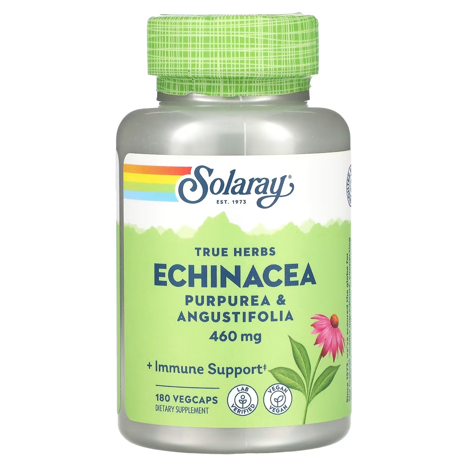 Echinacea Solaray True Herbs, 460 mg, 180 Vegetarian Capsules